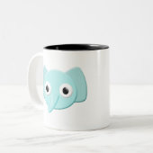 Baby Blue Elephant Tekening Tweekleurige Koffiemok (Voorkant links)