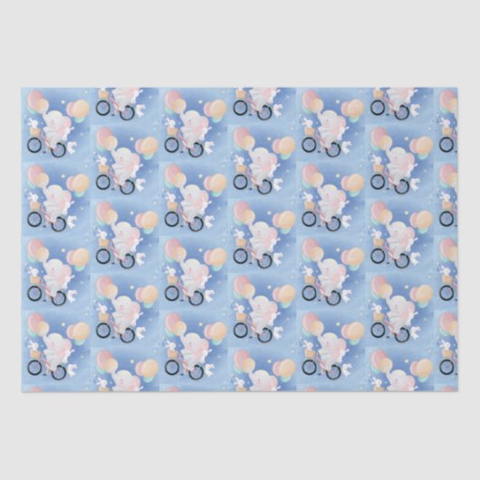 Baby Blue Elephant Tissue Gift Wrapping Paper Tissuepapier (Voorkant)