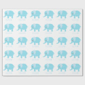 Baby Blue Elephants Pattern Boys Baby shower Naam Cadeaupapier (Vlak)