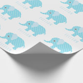 Baby Blue Elephants Pattern Boys Baby shower Naam Cadeaupapier (Hoek)