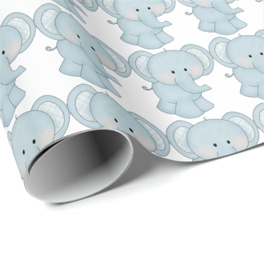 Baby Blue Elephants Verpakkingspapier Cadeaupapier (Rol Hoek)
