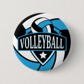 Baby Blue en Black Volleyball Logo Ronde Button 5,7 Cm (Voorkant)