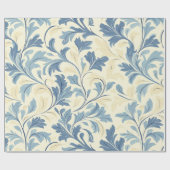 Baby Blue en Crème Bloeien Patroon Ontwerp Cadeaupapier (Vlak)