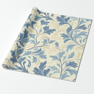 Baby Blue en Crème Bloeien Patroon Ontwerp Cadeaupapier