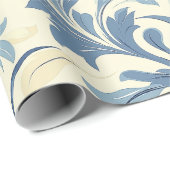 Baby Blue en Crème Bloeien Patroon Ontwerp Cadeaupapier (Rol Hoek)