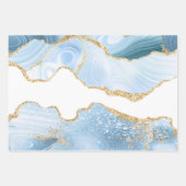 Baby Blue en Faux Gold Glitter Marble Agate Inpakpapier Vel (Voorkant 3)