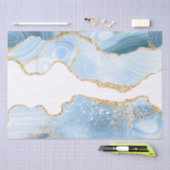Baby Blue en Faux Gold Glitter Marble Agate Tissuepapier (Craft)