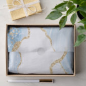 Baby Blue en Faux Gold Glitter Marble Agate Tissuepapier (Geschenk)