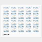 Baby Blue en Faux Gold Glitter Marble Agate Vierkante Sticker (Vel)