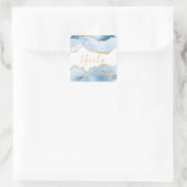 Baby Blue en Faux Gold Glitter Marble Agate Vierkante Sticker (Tas)