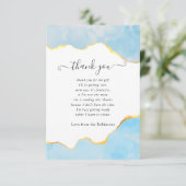 Baby Blue en Gold Agate Boy Baby shower Bedankkaart (Staand voorkant)