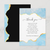 Baby Blue en Gold Agate Boy Baby shower Bedankkaart (Voorkant / Achterkant)