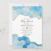 Baby Blue en Gold Agate Boy Baby shower Kaart (Voorkant)