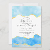 Baby Blue en Gold Agate Boy Baby shower Kaart (Voorkant)