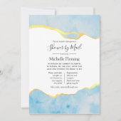 Baby Blue en Gold Agate Boy Baby shower per post Kaart (Voorkant)