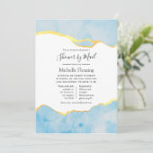 Baby Blue en Gold Agate Boy Baby shower per post Kaart (Staand voorkant)