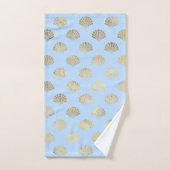 Baby Blue en Gold Art Deco  Floral Pattern Bad Handdoek (Handdoek)