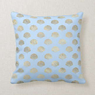Baby Blue en Gold Art Deco Floral Pattern Kussen