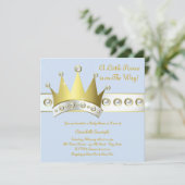 Baby Blue en Gold Prince Baby shower Kaart (Staand voorkant)