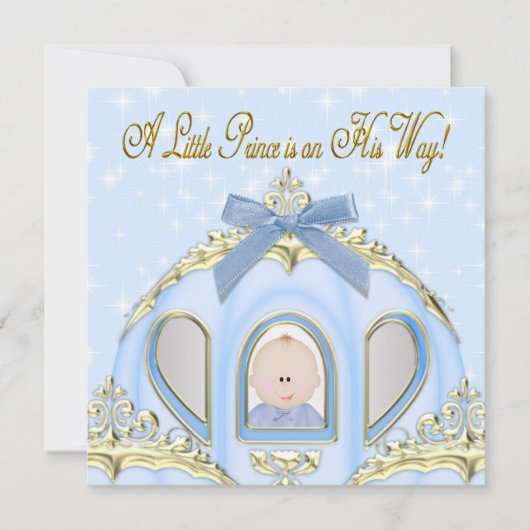 Baby Blue en Gold Prince Baby shower Kaart (Voorkant)