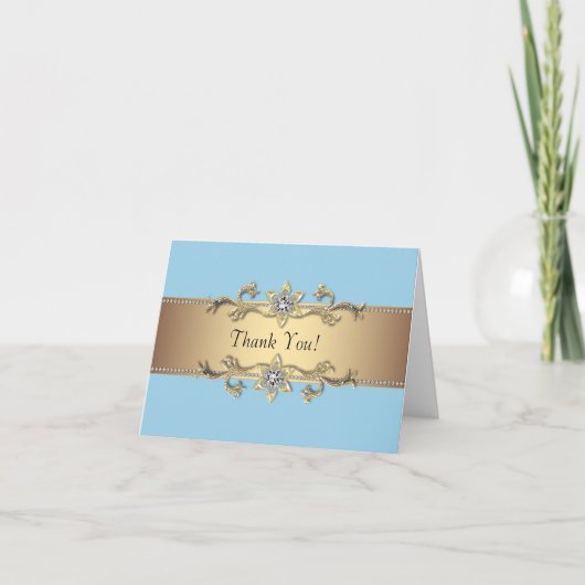 Baby Blue en Gouden Dankkaartjes Bedankkaart (Voorkant)