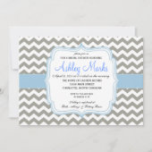 Baby Blue en Gray Chevron Invitation Kaart (Voorkant)