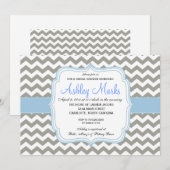 Baby Blue en Gray Chevron Invitation Kaart (Voorkant / Achterkant)
