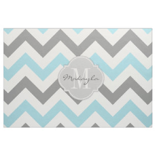 Baby Blue en Gray Chevron met Monogram Stof