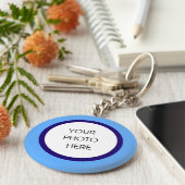 Baby Blue en Navy Photo Sleutelhanger (Zijkant)