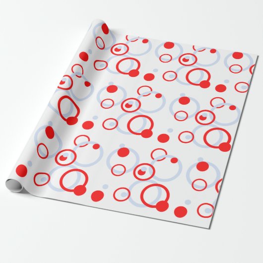 Baby Blue en Red Colorful Modern Cadeaupapier (Uitgerold)