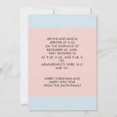 Baby Blue en Roze Twin Boy Girl Fotokerstmis Aankondiging (Achterkant)