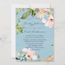 Baby Blue en Roze Waterverf Lily Wedding