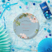 Baby Blue en Roze Waterverf Lily Wedding Papieren Bordje (Feest)