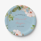 Baby Blue en Roze Waterverf Lily Wedding Papieren Bordje (Voorkant)