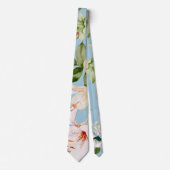 Baby Blue en Roze Waterverf Lily Wedding Stropdas (Voorkant)