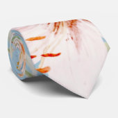 Baby Blue en Roze Waterverf Lily Wedding Stropdas (Opgerold)