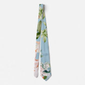 Baby Blue en Roze Waterverf Lily Wedding Stropdas (Achterkant)