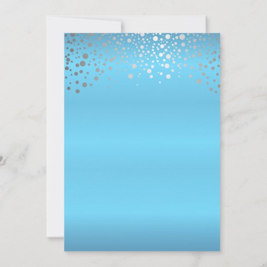 Baby Blue en Silver Confetti Stippen Kaart (Achterkant)