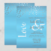 Baby Blue en Silver Confetti Stippen Kaart (Voorkant / Achterkant)