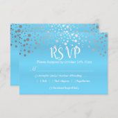 Baby Blue en Silver Confetti Stippen - RSVP (Voorkant / Achterkant)