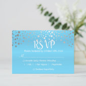 Baby Blue en Silver Confetti Stippen - RSVP Kaartje (Staand voorkant)