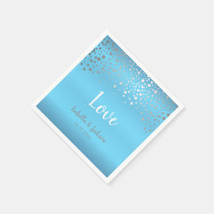 Baby Blue en Silver Confetti Stippen Servetten