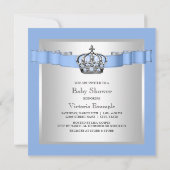 Baby Blue en Silver Prince Baby shower Kaart (Achterkant)