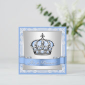 Baby Blue en Silver Prince Baby shower Kaart (Staand voorkant)