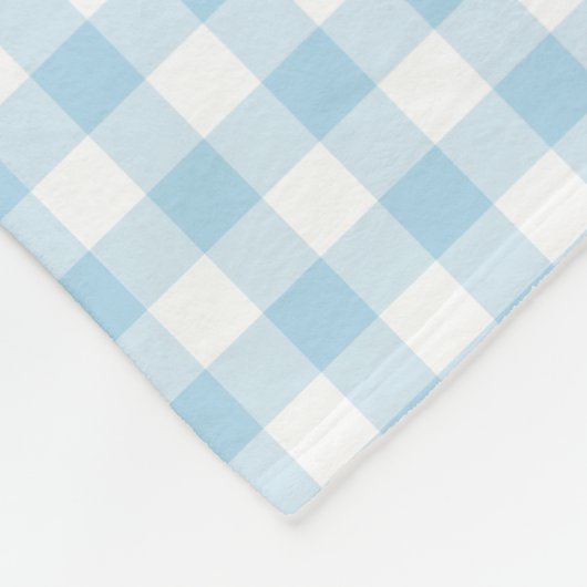 Baby Blue en White Gingham Checktern Fleece Deken (Hoek)