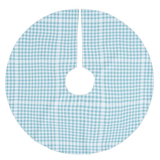 Baby Blue en White Gingham Pattern Kerstboom Rok (Voorkant)