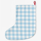 Baby Blue en White Gingham Personalized Grote Kerstsok (Achterkant)