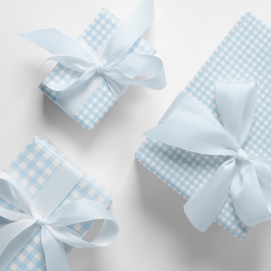 Baby Blue en White Gingham Pset Pattern. Inpakpapier Vel