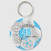 Baby Blue en White Soccer ⚽ Ball Sport Sleutelhanger (Achterkant)