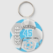 Baby Blue en White Soccer ⚽ Ball Sport Sleutelhanger (Achterkant)